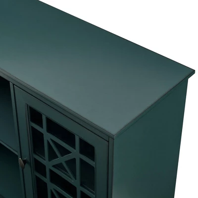 Bayland Transitional Double Fretwork Door Sideboard Antique Dark Teal - Saracina Home 7 Bayland Transitional Double Fretwork Door Sideboard Antique Dark Teal - Saracina Home - Image 5