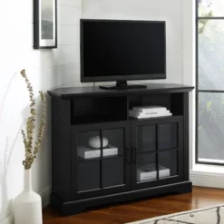 Tasi Traditional Windowpane Corner TV Stand For TVs Up To 50" - Saracina Home