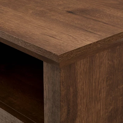 Avalene Rustic Farmhouse Corner TV Stand For TVs Up To 50" Natural Walnut - Saracina Home 6 Avalene Rustic Farmhouse Corner TV Stand For TVs Up To 50" Natural Walnut - Saracina Home - Image 4