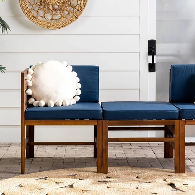 3pc Modular Acacia Wood Patio Chat Set With Cushions - Saracina Home 11 3pc Modular Acacia Wood Patio Chat Set With Cushions - Saracina Home - Image 9