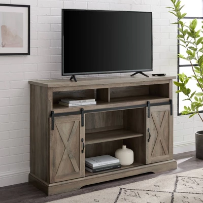 Transitional Sliding Barndoor Highboy TV Stand For TVs Up To 58" - Saracina Home 3 Transitional Sliding Barndoor Highboy TV Stand For TVs Up To 58" - Saracina Home