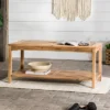 Ravenscroft Modern Boho Acacia Wood Slatted Outdoor Coffee Table With Lower Shelf - Saracina Home -Saracina Home GUEST 0c7591c1 c5e9 4ae0 ae79 1dffb3967ab9