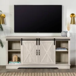 Modern Transitional Sliding Barndoor TV Stand For TVs Up To 65"- Saracina Home 32 Modern Transitional Sliding Barndoor TV Stand For TVs Up To 65"- Saracina Home -Saracina Home GUEST 0fb4c269 34db 4148 b22d a4215d039ada
