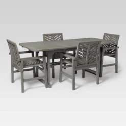 5pc Slatted Extendable Acacia Wood Patio Dining Set - Saracina Home -Saracina Home GUEST 1180b99e 29f9 4ec7 9106 c492deb0dc52