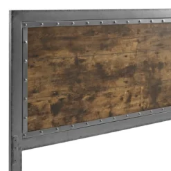 Queen Urban Industrial Wood And Metal Panel Headboard Brown - Saracina Home -Saracina Home GUEST 15fdc5a6 0c50 440c 980e 87969cf244c8