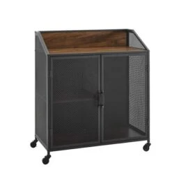 Urban Industrial Metal Mesh Bar Cart With Wheels - Saracina Home -Saracina Home GUEST 1693720a 5786 48d6 a0b4 cb525df83ab4