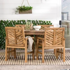 5pc Slatted Chevron Acacia Wood Patio Dining Set - Saracina Home -Saracina Home GUEST 20f2dc73 f40a 420a 99ac 931b68bf64e3