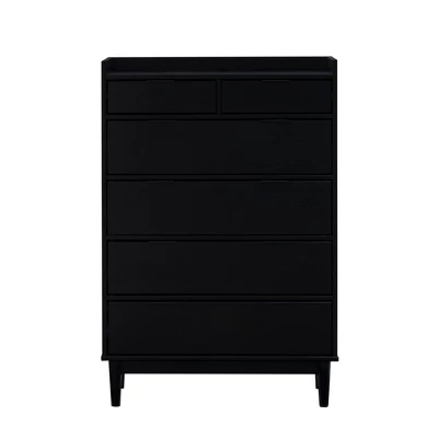 Mid-Century Modern Solid Wood 6 Drawer Vertical Dresser - Saracina Home 4 Mid-Century Modern Solid Wood 6 Drawer Vertical Dresser - Saracina Home - Image 2