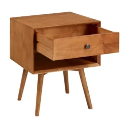 Greenberg 1 Drawer Mid-Century Modern Solid Wood Nightstand - Saracina Home -Saracina Home GUEST 25bb5c69 0a6c 4e3a b08f c7d8cbe3669c