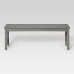 Ravenscroft Modern Boho Acacia Wood Slat Top Outdoor Dining Bench - Gray Wash - Saracina Home -Saracina Home GUEST 28a837eb 59ee 4062 beb1 fa99fffdaa10