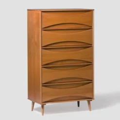 Mid-Century Modern Contoured 5 Drawer Chest Of Drawers - Saracina Home -Saracina Home GUEST 2e57da49 6caf 416e 8ba4 5b44f8c54c91