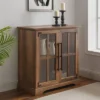 Avalene Modern Farmhouse 2 Door Glass Windowpane Accent Cabinet Rustic Oak - Saracina Home -Saracina Home GUEST 3142c03b 256f 46e4 bf8a 0f30e70c9319