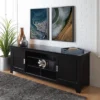 Sliding Door Transitional Wood Storage TV Stand For TVs Up To 80" Black - Saracina Home -Saracina Home GUEST 33becb56 05dc 423e a6f8 7c70aa6e23f1