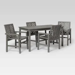 5pc Slatted Chevron Acacia Wood Patio Dining Set - Saracina Home -Saracina Home GUEST 3532f1a3 85f3 42b2 b36d 7fefcb3640cd