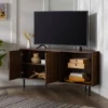 Contemporary Corner TV Stand For TVs Up To 55" Dark Walnut - Saracina Home -Saracina Home GUEST 3782773e 28a9 4e35 9c75 ee523bdbf94e