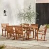 Saracina Home 7pc Modern Slatted Acacia Outdoor Dining Set With Trapezoid Legs -Saracina Home GUEST 3b9e8d9b 833d 4838 9a99 7fd8ec393cf2