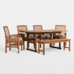 Ravenscroft 6pc Acacia Wood Patio Dining Set With Cushions - Saracina Home -Saracina Home GUEST 3becc04d 78d6 4593 acae d24ff29e746c