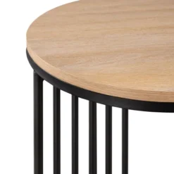Modern Metal Bar Round Side Table Coastal Oak/Black ­ Saracina Home -Saracina Home GUEST 3ee4bc6b f08d 4c8f 8b79 664373dd3014