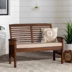 Ravenscroft Modern Boho Acacia Wood Slatted Outdoor Loveseat With Cushion - Saracina Home 28 Ravenscroft Modern Boho Acacia Wood Slatted Outdoor Loveseat With Cushion - Saracina Home -Saracina Home GUEST 40bff483 b5bb 44be 88db 6989c5aba85c