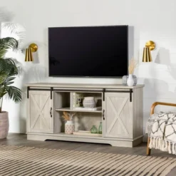 Modern Transitional Sliding Barndoor TV Stand For TVs Up To 65"- Saracina Home 33 Modern Transitional Sliding Barndoor TV Stand For TVs Up To 65"- Saracina Home -Saracina Home GUEST 4792b222 989e 4d2f a170 a61b30209fd2