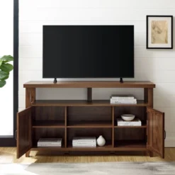 Modern Farmhouse Highboy Double Grooved Door TV Stand For TVs Up To 65" - Saracina Home -Saracina Home GUEST 4df81245 5886 4acc 89bf fe4a93d4f2a4