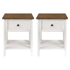 Set Of 2 Farmhouse Single Drawer V Frame Nightstands - Saracina Home -Saracina Home GUEST 50285f74 c096 4646 942b 6ccbf5d3dde3