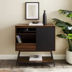 Emmeline Mid-Century Modern Vinyl Record Player Cabinet Black/Dark Walnut - Saracina Home 8 Emmeline Mid-Century Modern Vinyl Record Player Cabinet Black/Dark Walnut - Saracina Home -Saracina Home GUEST 55b91a96 24cd 4fc1 a57f 79ab43942a4d