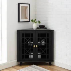 2 Door Corner Accent Cabinet With Fretwork Doors - Saracina Home -Saracina Home GUEST 56432bd0 d98d 41c7 8ca0 8e740f3e8fc7
