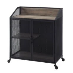 Urban Industrial Metal Mesh Bar Cart With Wheels - Saracina Home -Saracina Home GUEST 59a24ed4 da17 4087 8cad 6500ce3bd7b6