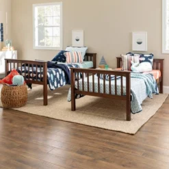 Twin Over Twin Transitional Cottage Solid Pine Bunk Bed Walnut - Saracina Home -Saracina Home GUEST 5d387518 9553 4862 a964 b55e6299999e