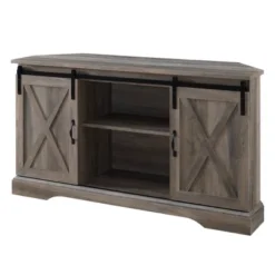 Robinson Rustic Transitional Sliding Barn Door Corner TV Stand For TVs Up To 58" - Saracina Home -Saracina Home GUEST 5e08ff37 9816 4cb1 ab75 e39c8ff7cec1
