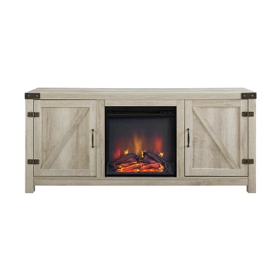 Clarabelle Double Door Farmhouse Electric Fireplace TV Stand For TVs Up To 65" - Saracina Home 5 Clarabelle Double Door Farmhouse Electric Fireplace TV Stand For TVs Up To 65" - Saracina Home - Image 3
