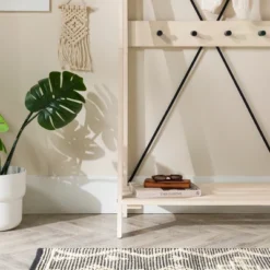 68" Solid Wood X Back Angled Hall Tree White Wash - Saracina Home -Saracina Home GUEST 5f3d0d73 a646 48be b127 d033415e486f