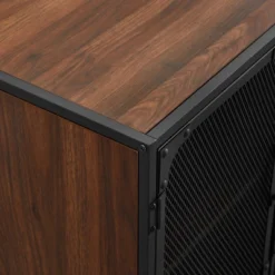 Urban Industrial Metal Mesh 4 Door TV Stand For TVs Up To 65" Dark Walnut - Saracina Home -Saracina Home GUEST 5f7862ae 113d 4467 a415 dc50d4873105