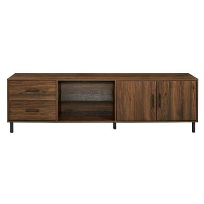 Sana Modern Triple Storage TV Stand For TVs Up To 80" Dark Walnut - Saracina Home 2 Sana Modern Triple Storage TV Stand For TVs Up To 80" Dark Walnut - Saracina Home