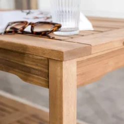 Ravenscroft Modern Boho Acacia Wood Slatted Outdoor Coffee Table With Lower Shelf - Saracina Home -Saracina Home GUEST 61dcf851 05a7 4737 9f12 394dde200a21