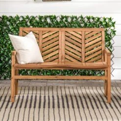 Slatted Chevron Acacia Wood Patio Loveseat – Saracina Home -Saracina Home GUEST 62bb32d1 2ebd 4f35 8aa4 4274d21838b7