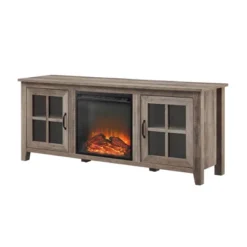 Transitional Farmhouse Window Pane Fireplace TV Stand For TV's Up To 65" Gray Wash - Saracina Home 16 Transitional Farmhouse Window Pane Fireplace TV Stand For TV's Up To 65" Gray Wash - Saracina Home -Saracina Home GUEST 6381d9dd 9082 439c 8d52 c52d569b90f9
