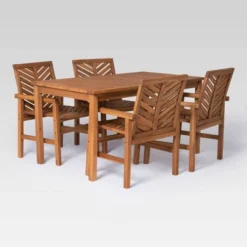 5pc Slatted Chevron Acacia Wood Patio Dining Set - Saracina Home -Saracina Home GUEST 658efdca 5c3c 4a6c b983 e839c6978a2d