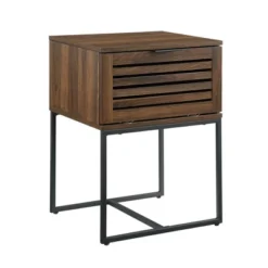 Visconti Boho Slat Pull Down Door Side Table Dark Walnut - Saracina Home -Saracina Home GUEST 659ec25c 13f7 4ed9 a5d9 4380c541f97e