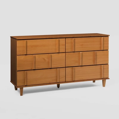 Modern Vertical Accent Solid Wood 6 Drawer Double Dresser - Saracina Home 4 Modern Vertical Accent Solid Wood 6 Drawer Double Dresser - Saracina Home - Image 2