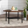 Saybrook Modern Metal And Wood Patio Hexagon Coffee Table - Dark Brown - Saracina Home -Saracina Home GUEST 6b9834b8 9b1a 4e6d a100 083caa7703c2