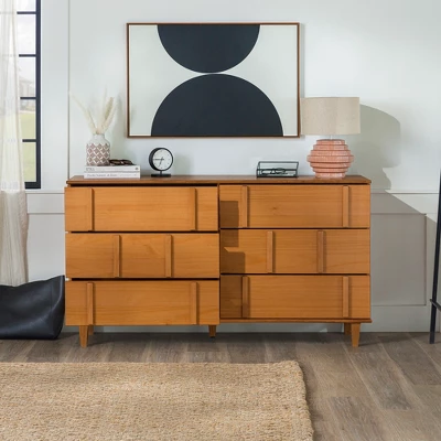 Modern Vertical Accent Solid Wood 6 Drawer Double Dresser - Saracina Home 11 Modern Vertical Accent Solid Wood 6 Drawer Double Dresser - Saracina Home - Image 9