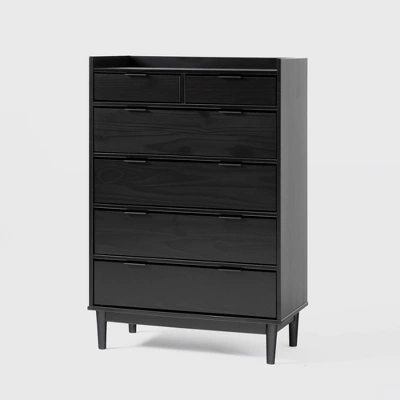 Mid-Century Modern Solid Wood 6 Drawer Vertical Dresser - Saracina Home 11 Mid-Century Modern Solid Wood 6 Drawer Vertical Dresser - Saracina Home - Image 9