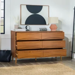 Mid-Century Modern Contoured 6 Drawer Dresser - Saracina Home -Saracina Home GUEST 6fead62f 7409 4ab1 a4ea 29860158a949