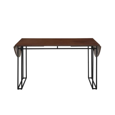 71" Phyllis Modern Drop Leaf Dining Table Walnut - Saracina Home 3 71" Phyllis Modern Drop Leaf Dining Table Walnut - Saracina Home