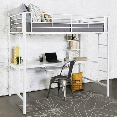 Twin Analise Metal Loft Bed With Wood Desk - Saracina Home 3 Twin Analise Metal Loft Bed With Wood Desk - Saracina Home