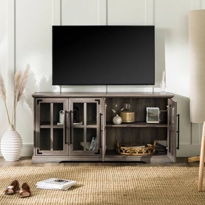 Avalene Modern Farmhouse 4 Door Glass Window Pane TV Stand For TVs Up To 65" - Saracina Home 22 Avalene Modern Farmhouse 4 Door Glass Window Pane TV Stand For TVs Up To 65" - Saracina Home - Image 20