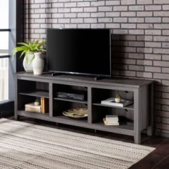 Transitional 6 Cubby Wood Open Storage Wood TV Stand For TVs Up To 80"- Saracina Home -Saracina Home GUEST 79e53a3c 9e15 40b4 ae14 2a20944d3dac