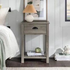 June Rustic Transitional Square Nightstand With Lower Shelf - Saracina Home -Saracina Home GUEST 7b5ddb82 1126 4a27 a5cd b4ca0ca9aa36